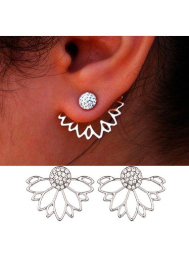 Lotus Shape Rhinestone Earrings for Lady