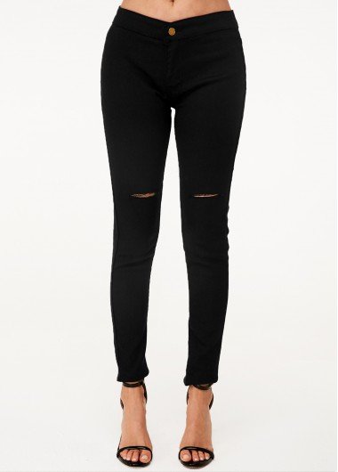 Shredded Black High Waist Skinny Jeans