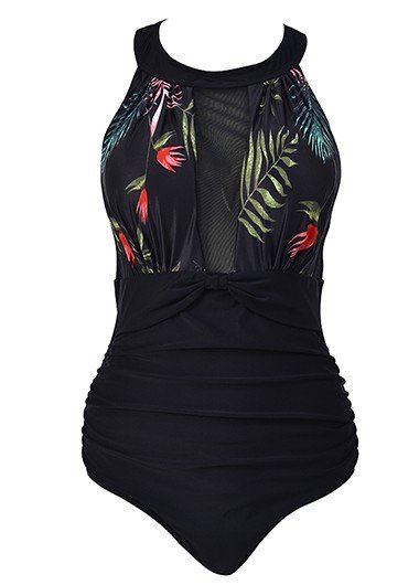 Floral Print Cutout Back One Piece Swimwear