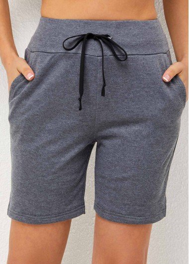 Double Pocket High Waisted Grey Shorts