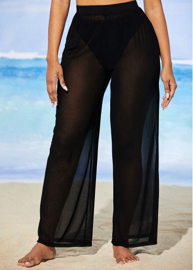 Mesh Solid High Waisted Beach Pants