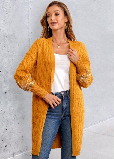 Sequin Long Sleeve Open Front Cardigan