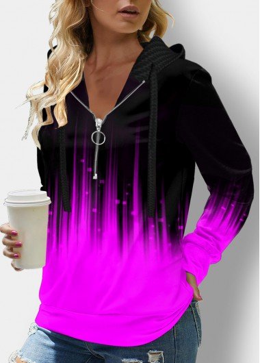 Ombre Long Sleeve Quarter Zip Hoodie