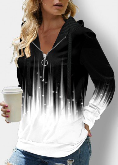 Ombre Long Sleeve Quarter Zip Hoodie