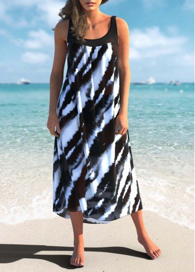 Tie Dye Print Black Cover Up