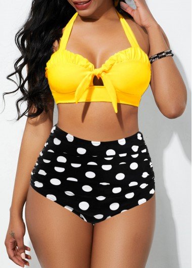 Yellow Stringy Selvedge High Waisted Bikini Set