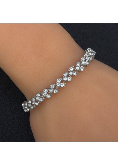 Silver Rhinestone Design Metal Detail Bracelet