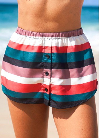 High Waisted Striped Multi Color Beach Skirt