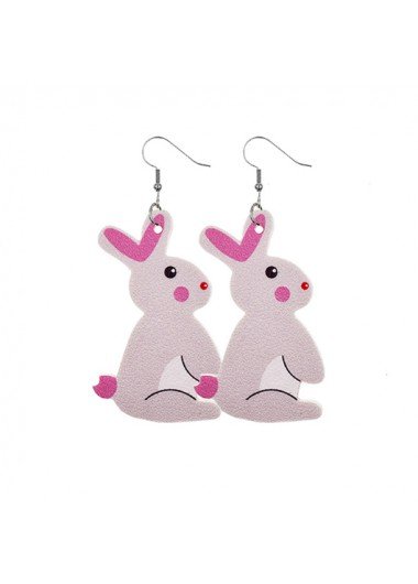 Easter Rabbit Design Heart Detail Light Pink Earrings