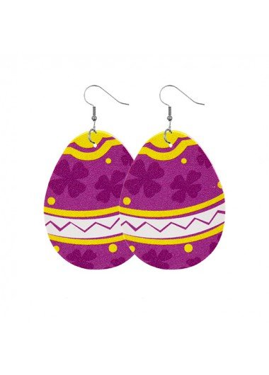 Purple Easter Eggs Design Contrast Earrings