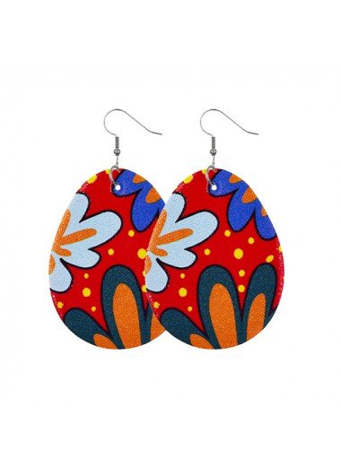 Easter Waterdrop Faux Leathe Printed Earrings