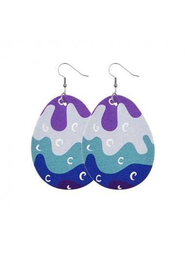 Blue Easter Eggs Design Contrast Earrings