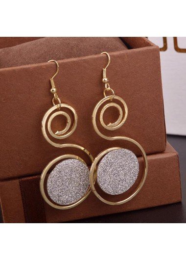 Gold Metal Detail Geometric Design Earrings