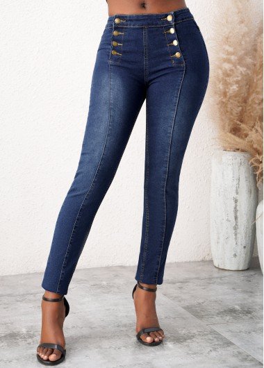 Denim Blue Skinny Mid Waist Jeans