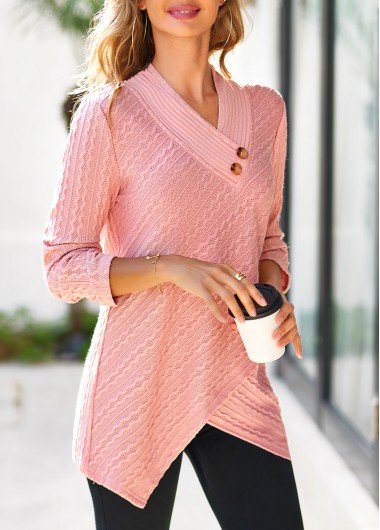 Dusty Pink Cross Hem Long Sleeve Sweatshirt