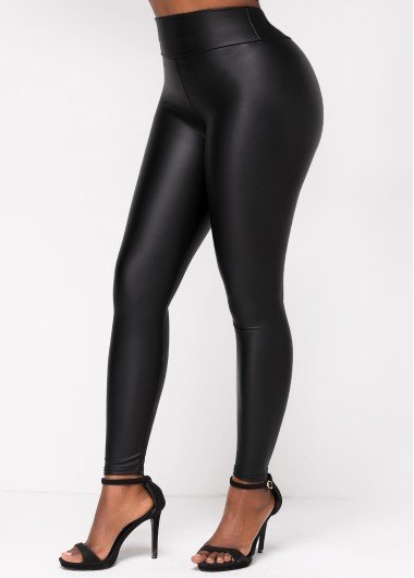 Black Skinny Elastic Waist High Waisted Leggings