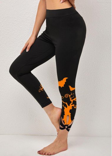 Orange Halloween Print High Waisted Legging