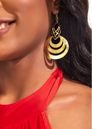 Golden Hollow Out Metal Detail Earrings