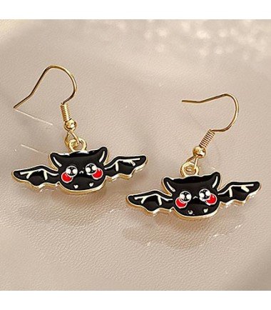 Black Bat Halloween Design Alloy Earrings