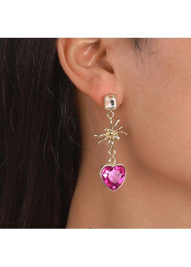 Gold Heart Design Halloween Artificial Zircon Earrings