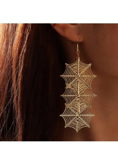 Gold Spiderweb Design Halloween Iron Earrings