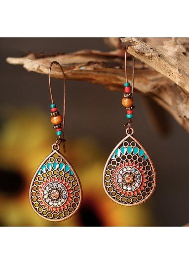 Dark Camel Copper Waterdrop Shape Earrings