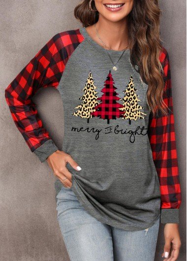 Red Christmas Tree Print Long Sleeve Sweatshirt