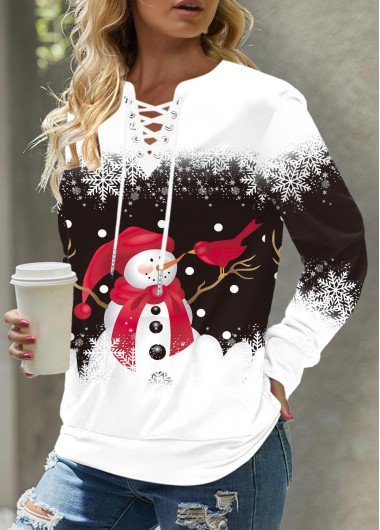 Black Christmas Print Long Sleeve Sweatshirt