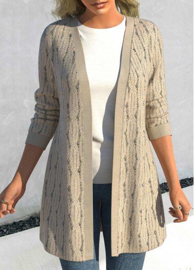 Light Camel Lace Long Sleeve Coat