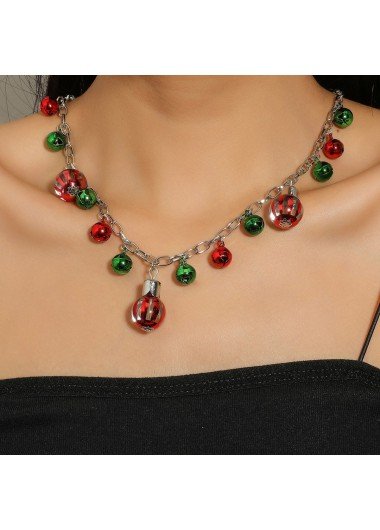 Red Contrast Round Bells Design Necklace