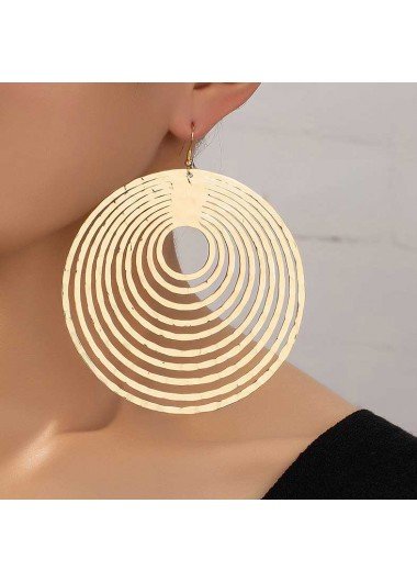 Gold Round Alloy Cut Out Earrings