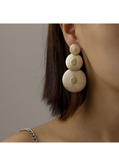 1 Pair Gold Round Alloy Earrings