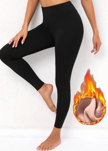 Black High Waisted Fleece Lined Leggings