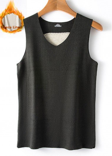 Black Patchwork V Neck Tank Top