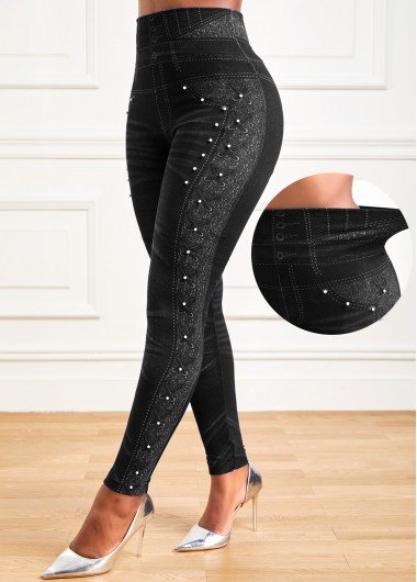 Black High Waisted Ankle Length Elastic Waist Leggings