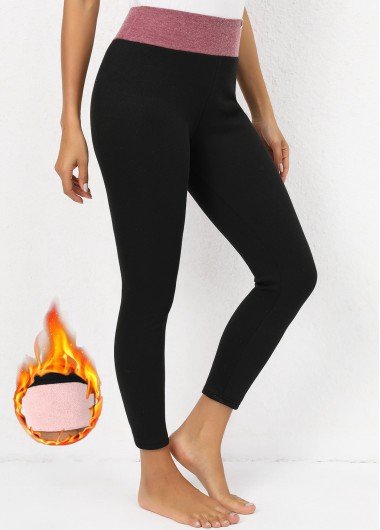 Black High Waisted Ankle Length Elastic Waist Leggings