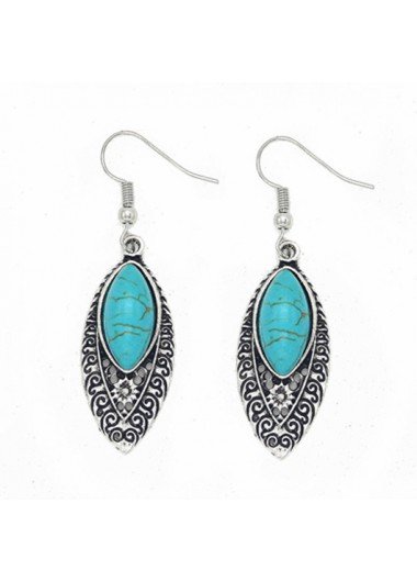 1 Pair Leaf Turquoise Metal Earrings