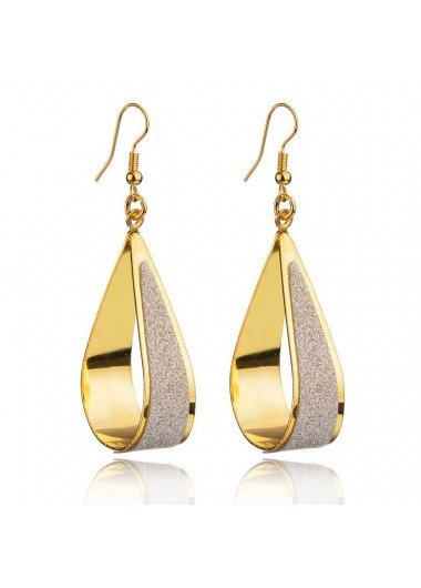 Gold Teardrop Design Metal Detail Earrings