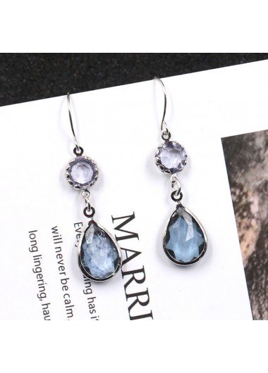 Silvery White Teardrop Design Crystal Earrings