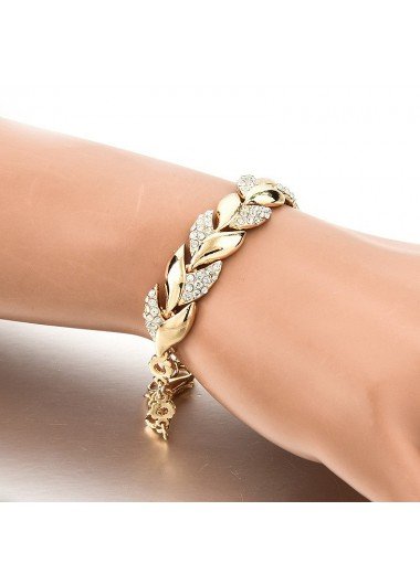 Gold Round Leaf Design Alloy Bracelet