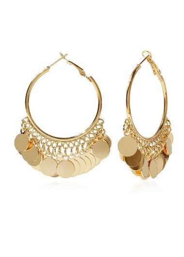 Gold Round Tassels Design Metal Earrings