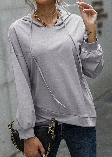 Light Grey Criss Cross Long Sleeve Hoodie