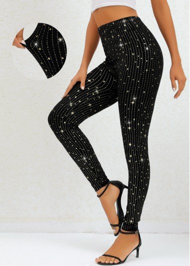 Black High Waisted Ankle Length Galaxy Leggings