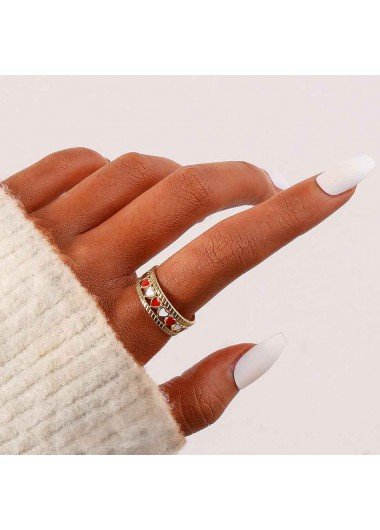 Gold Heart Design Stainless Steel Ring