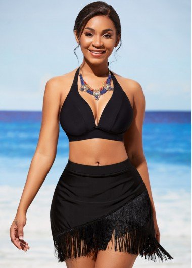 Black Tie Back Backless Bikini Top