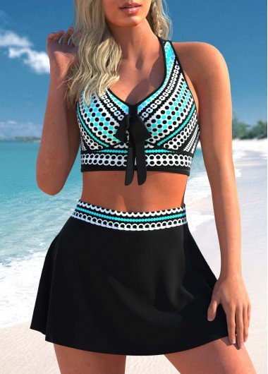 Criss Cross Polka Dot Cyan Bikini Top