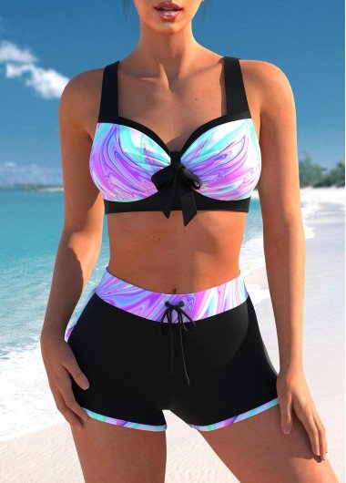 Bowknot Ombre Multi Color Bikini Top