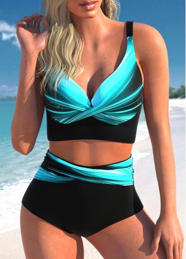 Ombre Cyan Wide Strap Bikini Top